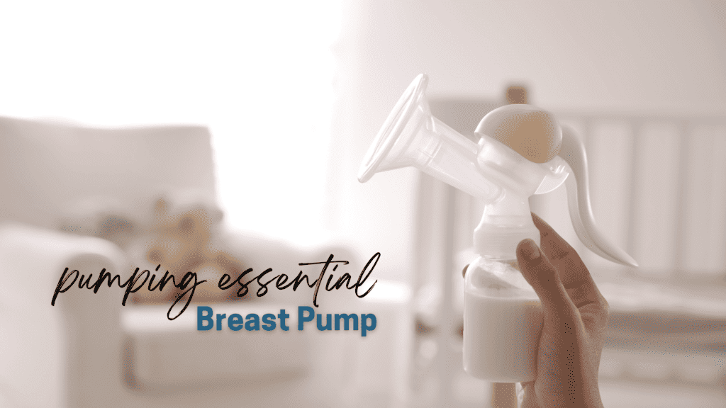 A woman holding a breast pump, smiling and looking happy