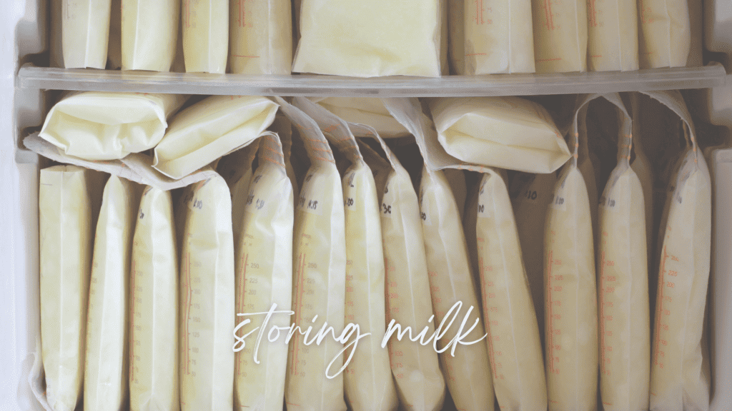 A woman storing and organizing pumped breast milk